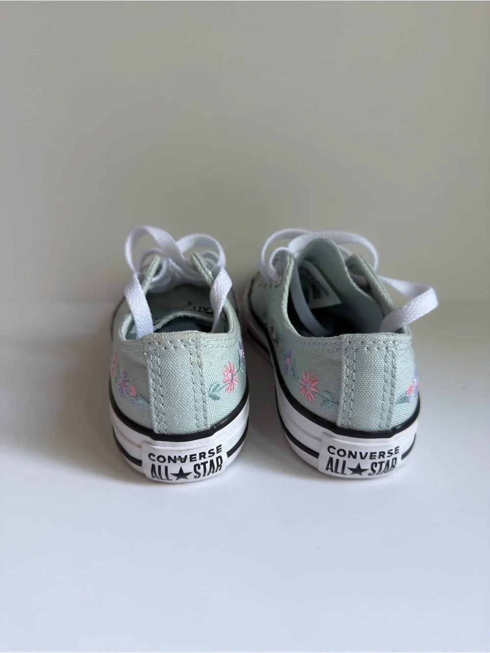 Converse Kids Mint Green Floral Low-Top Sneakers